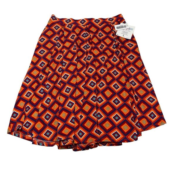 LuLaRoe Madison Skirt Womens L Pleated Pull On Elastic Waist Retro 70s Geometric - Picture 1 of 9